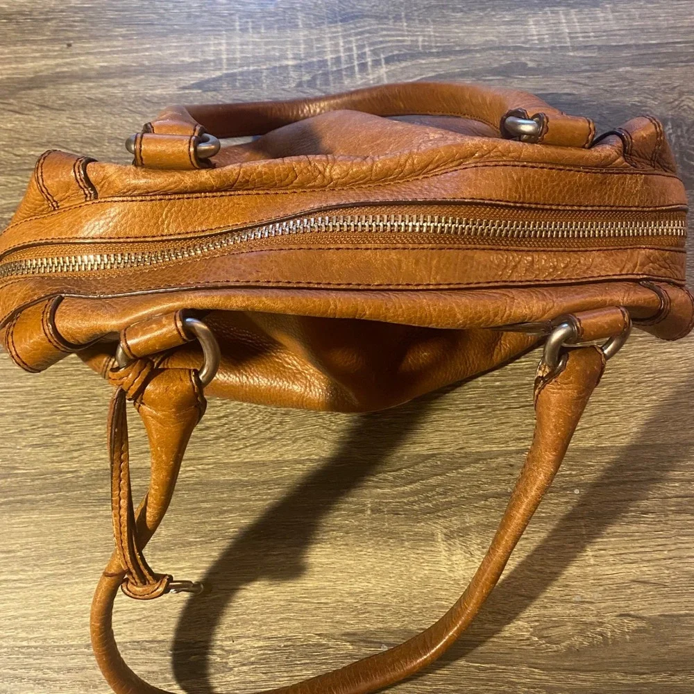 Fossil Tan Leather Satchel Bag